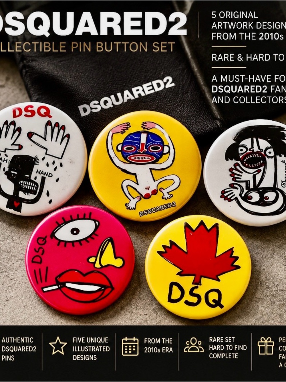 DSQUARED2 Colorful Enamel Pin Buttons